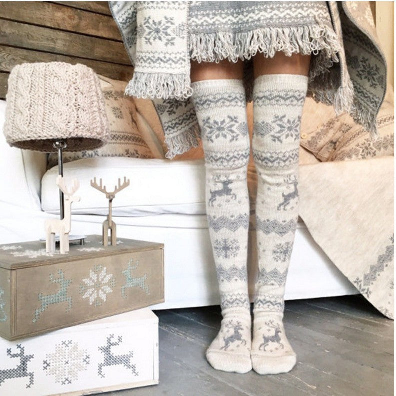 Women's Christmas Over-the-Knee Socks | Elk Cuddly Socks