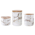 Marble Ceramic Storage Jar with Wooden Lid – Airtight Premium