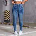 Women's Slim Fit Patchwork Jeans – Designer Denim with Decorative Stitching