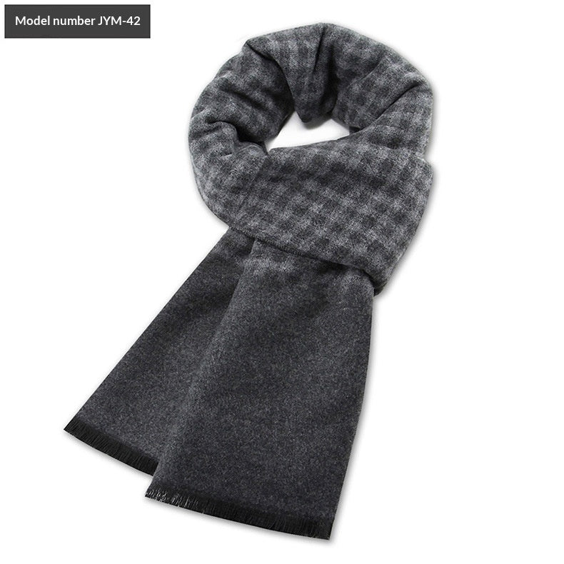Men's Scarf Plaid Warm Wool Blend Winter Thick Elegant