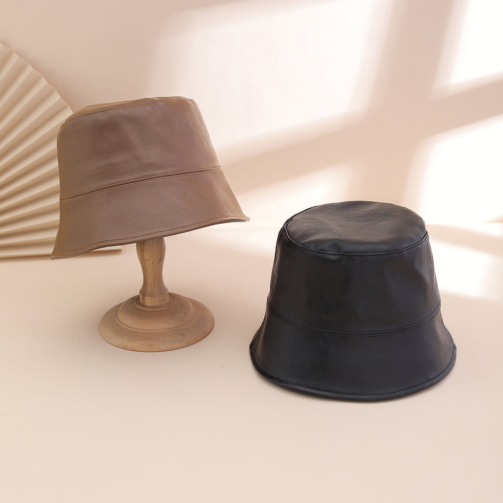 Retro PU Leather Fisherman's Hat – Stylish Women's Bucket Hat