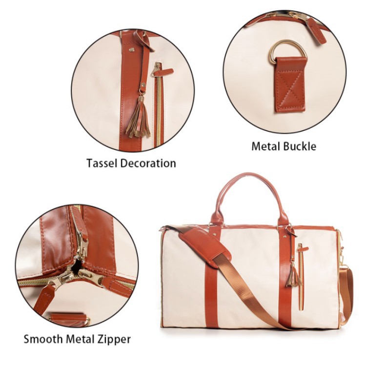 Women's Travel Bag PU Leather Foldable Large Carry-on Elegant