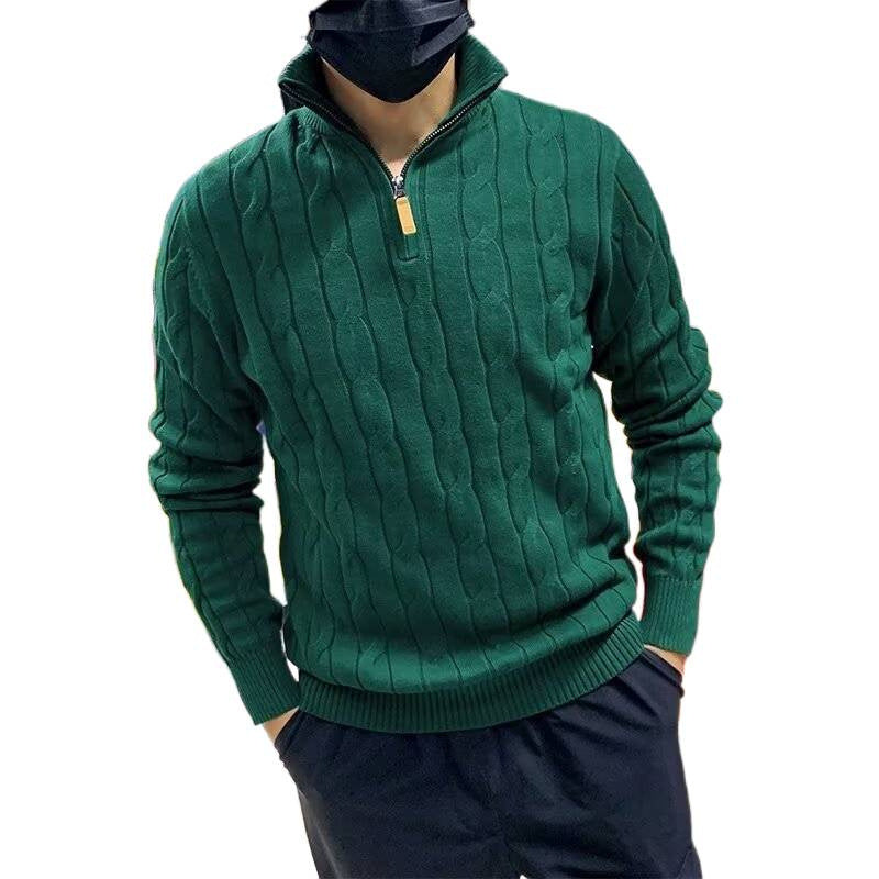 Men's Thermal Knitted Half-Zip Sweater – Warm Long-Sleeve Pullover