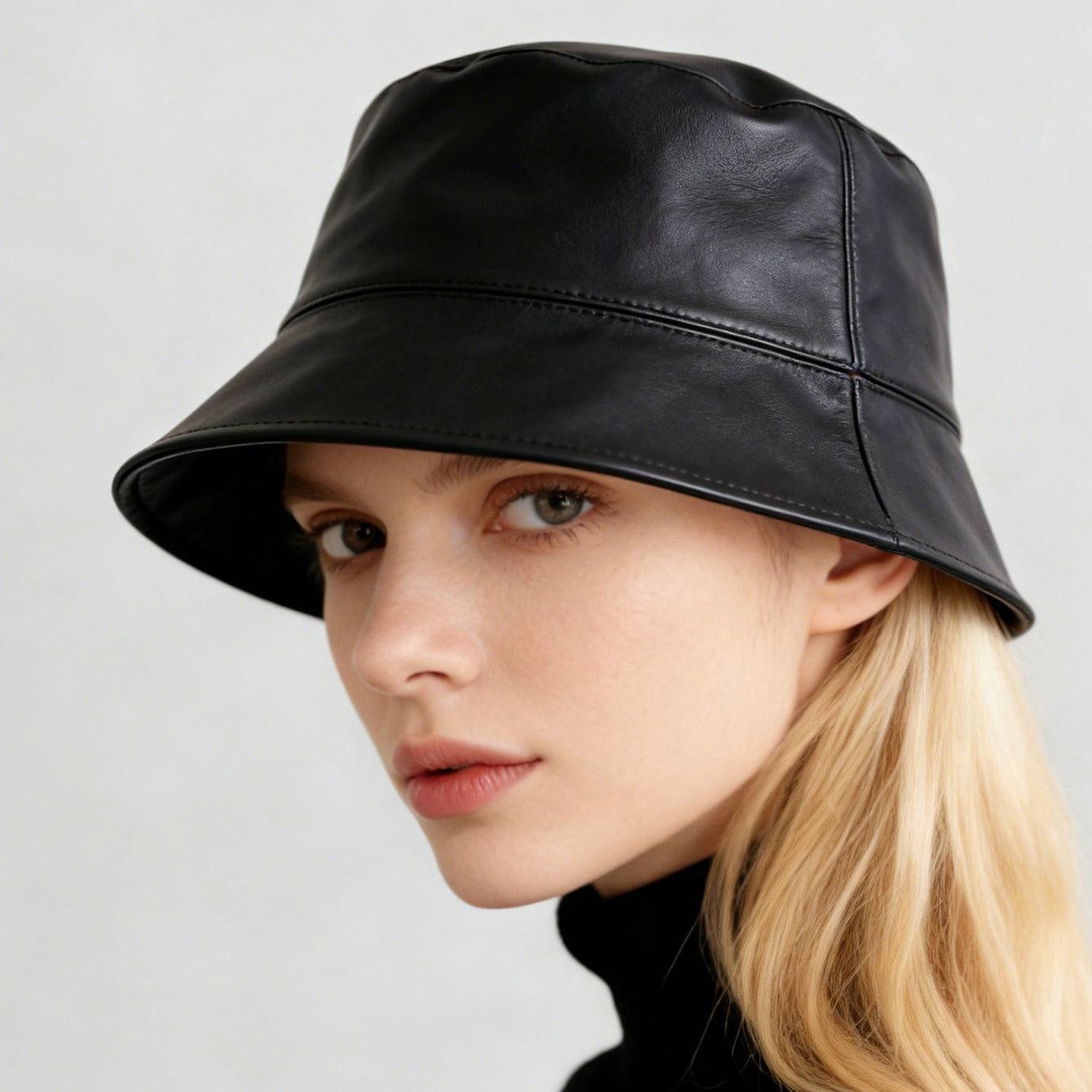 Retro PU Leather Fisherman's Hat – Stylish Women's Bucket Hat