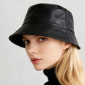 Retro PU Leather Fisherman's Hat – Stylish Women's Bucket Hat