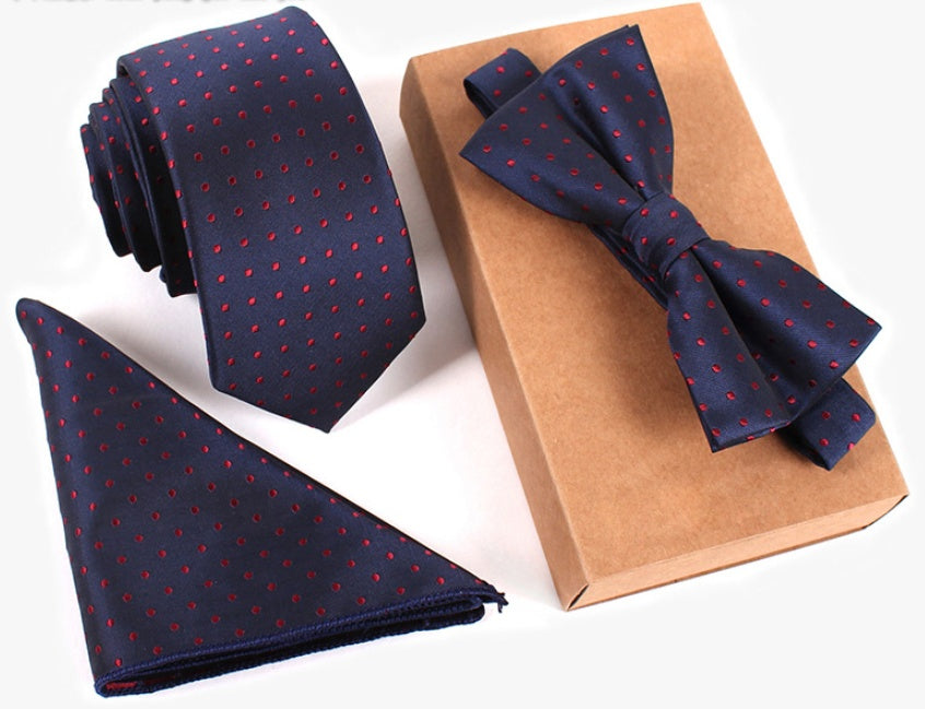 Men's Tie Set Slim Bow Tie Pocket Square elegant festive