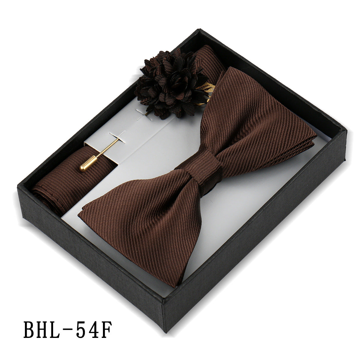 Men's Bow Tie Set Elegant Pocket Square Brooch Gift