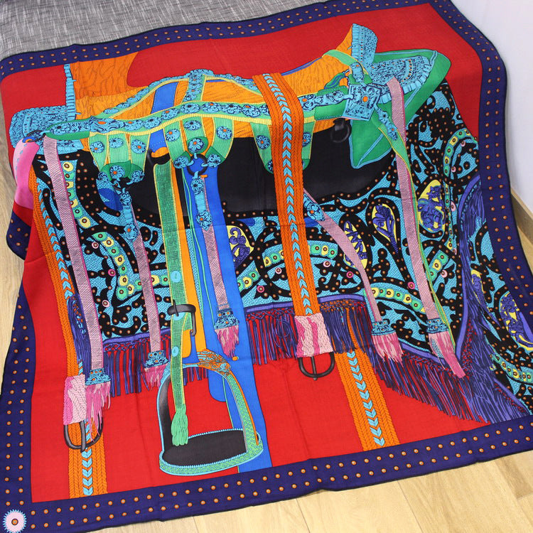 Vintage Seide Kaschmir Schal Damen | Elegante Print Stola