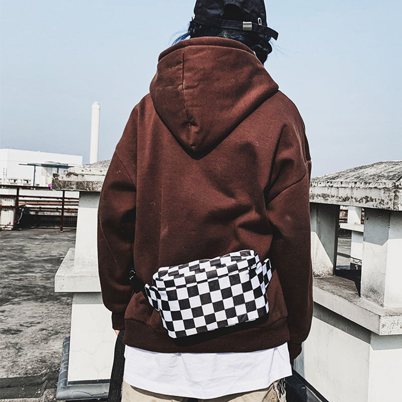Checkerboard Fanny Pack Men | Modern Streetwear Hip Bag