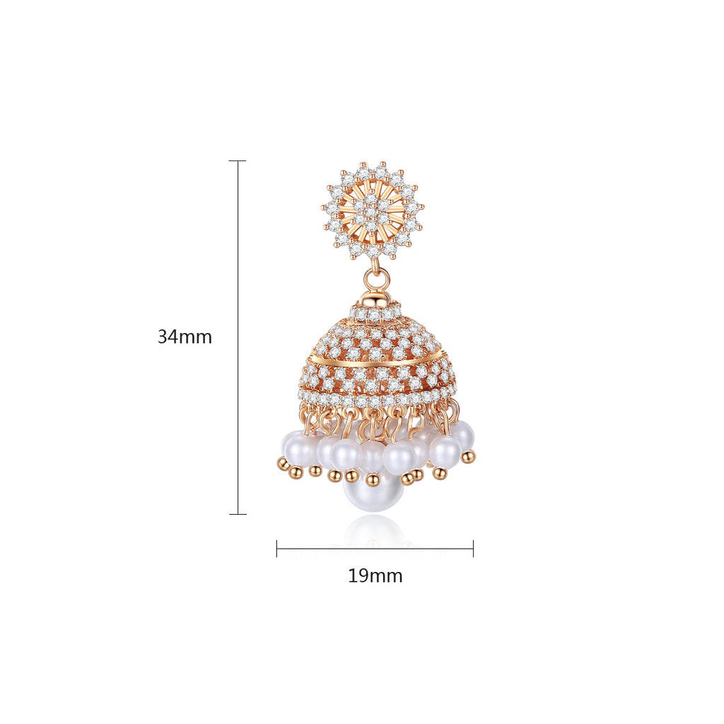 Goldene Glocken-Zirkonia Ohrringe – Elegante Funkelnde Ohrhänger für Damen