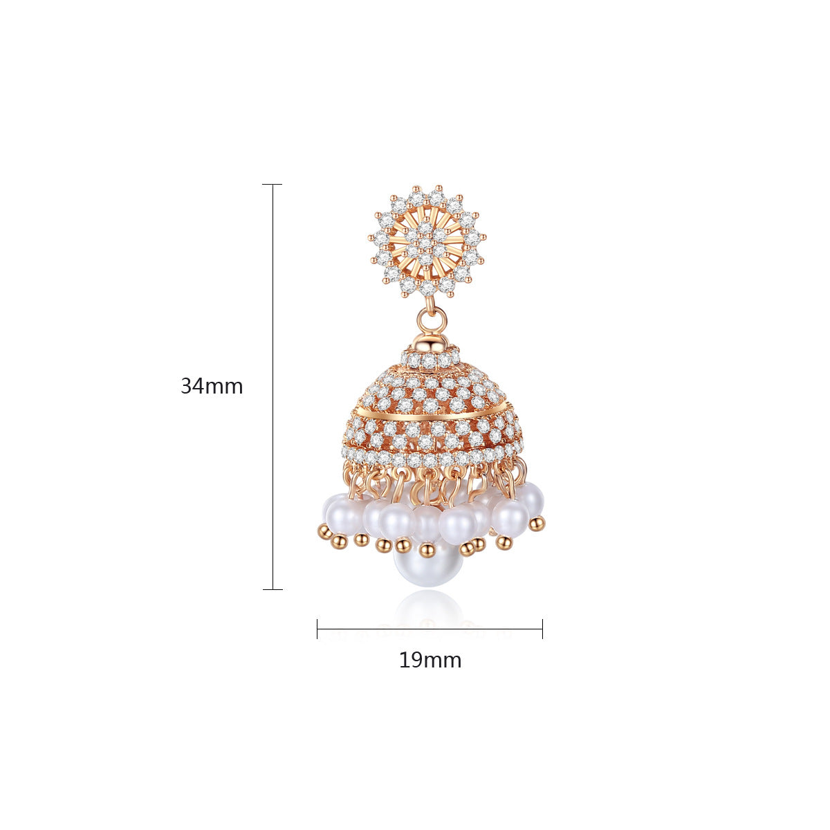 Goldene Glocken-Zirkonia Ohrringe – Elegante Funkelnde Ohrhänger für Damen