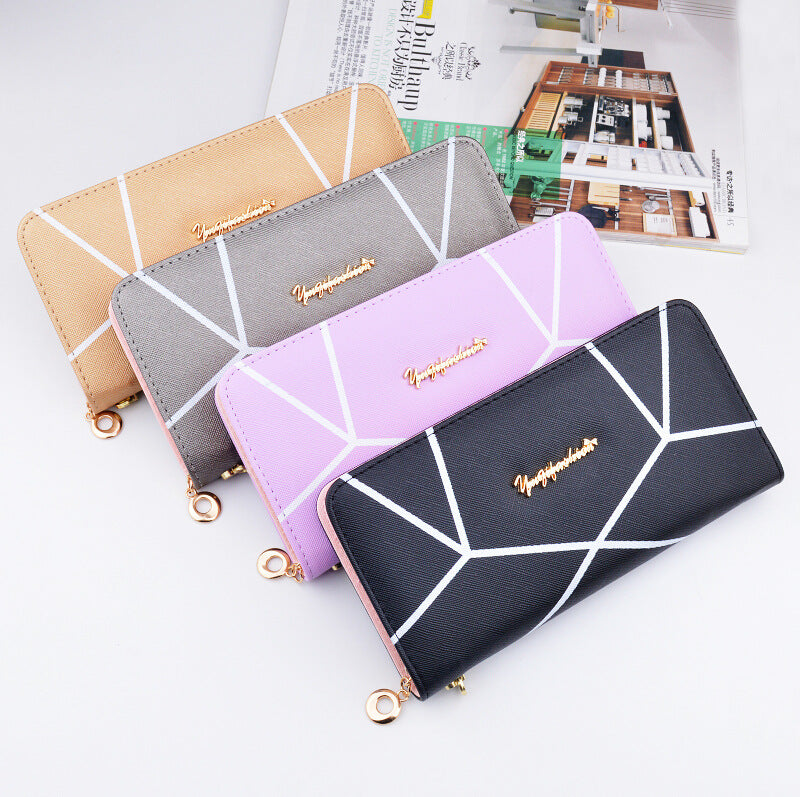 Women's Geometric Long Wallet | Large Fashion Zip Purse