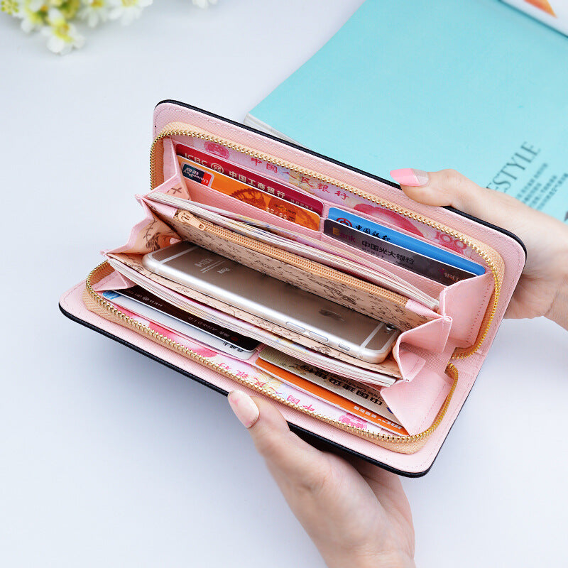 Women's Geometric Long Wallet | Large Fashion Zip Purse