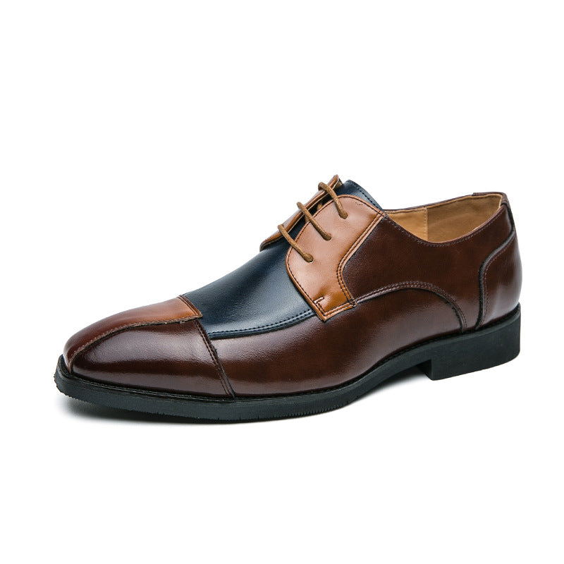 Men's Leather Business Shoes Color Blocking | Elegant Modern