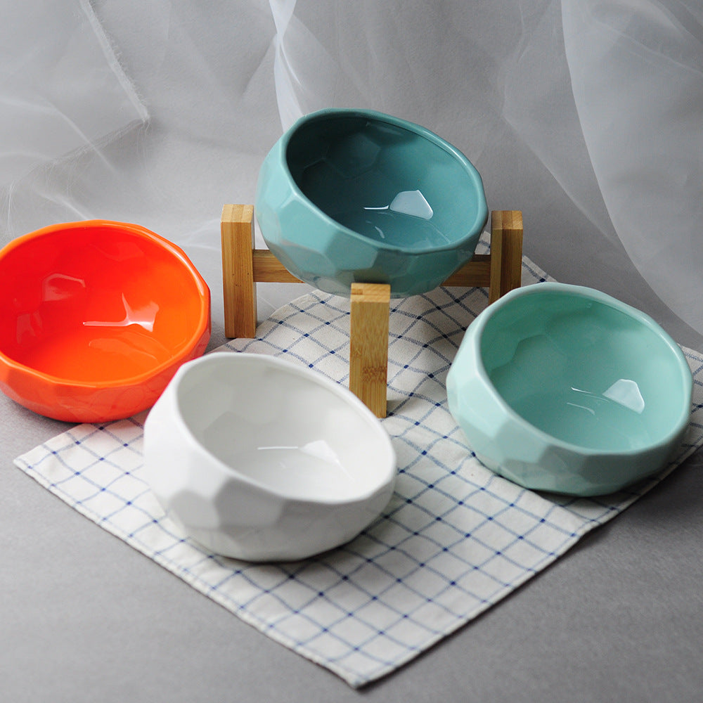 Ceramic Slanted Pet Bowl | Ergonomic Dog Cat Hygienic