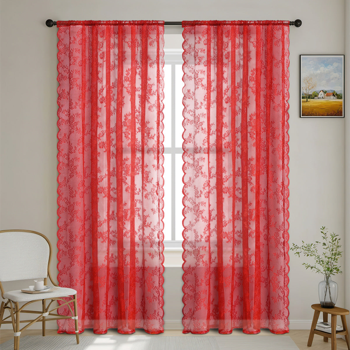 Vintage Lace Curtain | semi-sheer country house style window