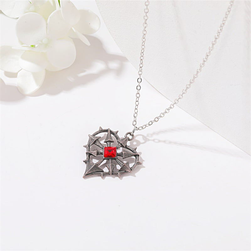 Gothic Ruby Heart Necklace – Mystical, Elegant & Expressive