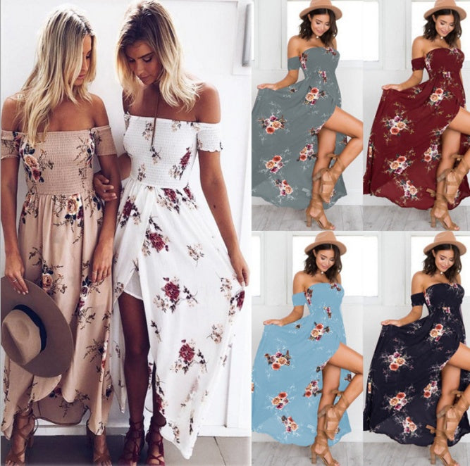 Boho Off-Shoulder Maxi Dress - Breezy Summer & Beach Dress for Women