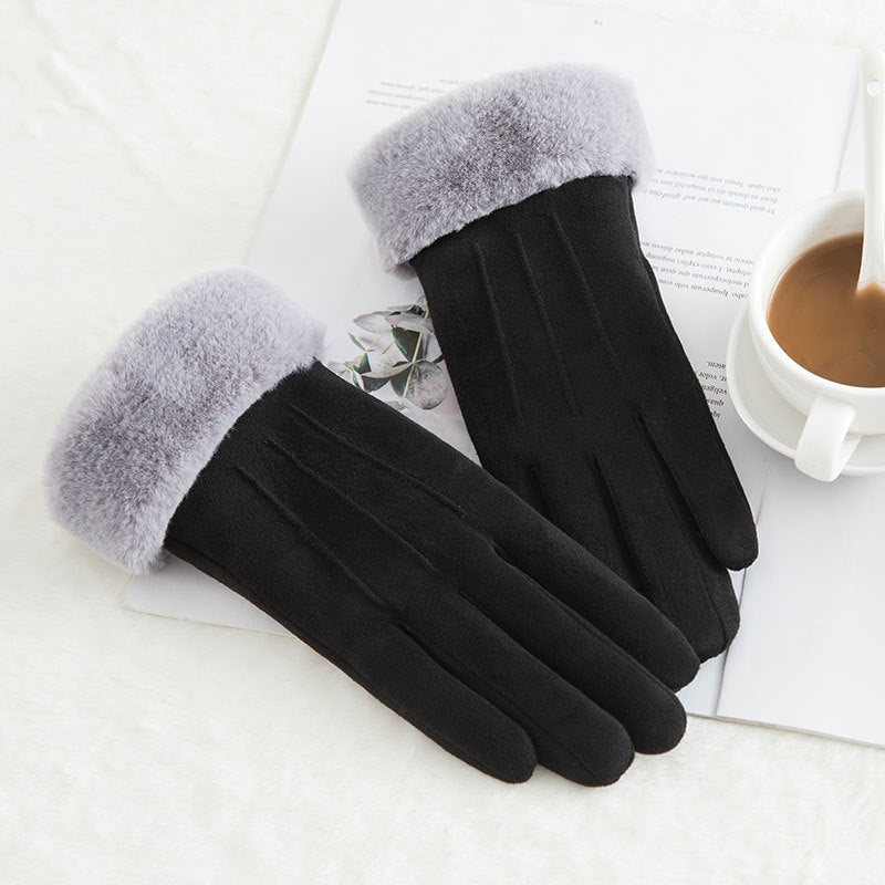 Damen Wildleder Winterhandschuhe | Warme Woll Thermohandschuhe