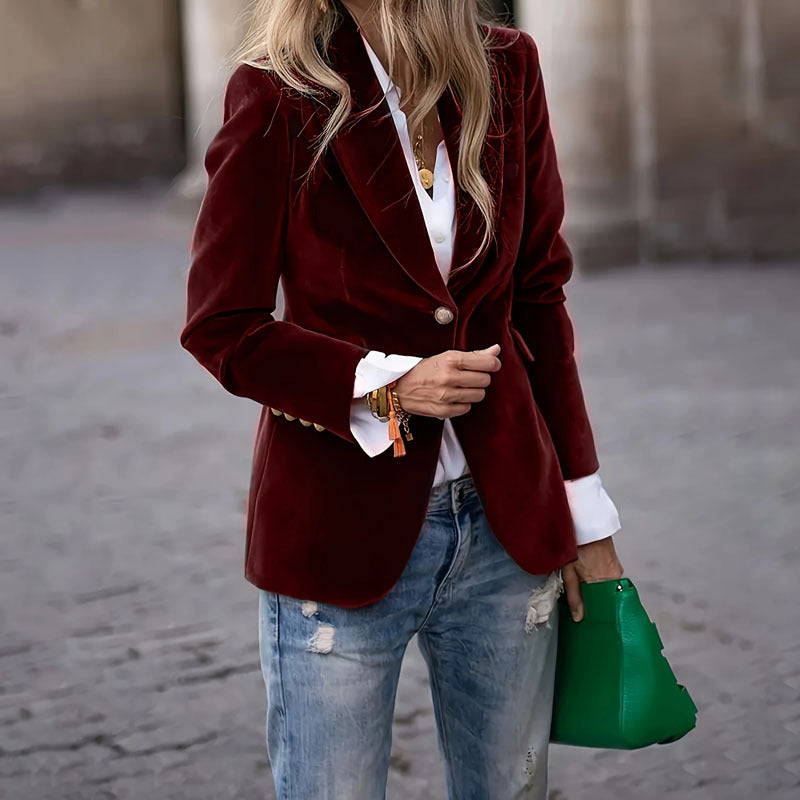 Women's Velvet Blazer Slim Fit – Elegant, Figure-Hugging & Luxury Look