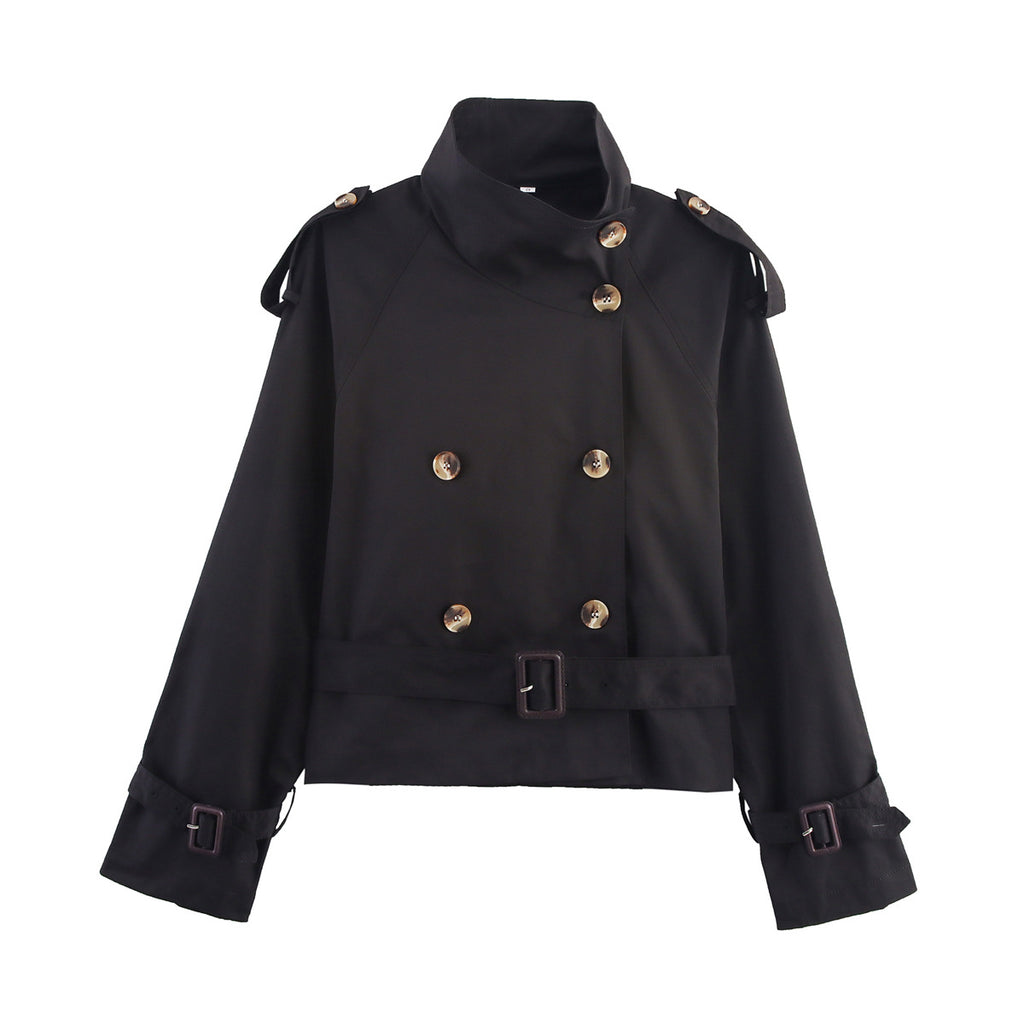Short Women's Trench Coat with Belt – Elegant & Timeless Modern