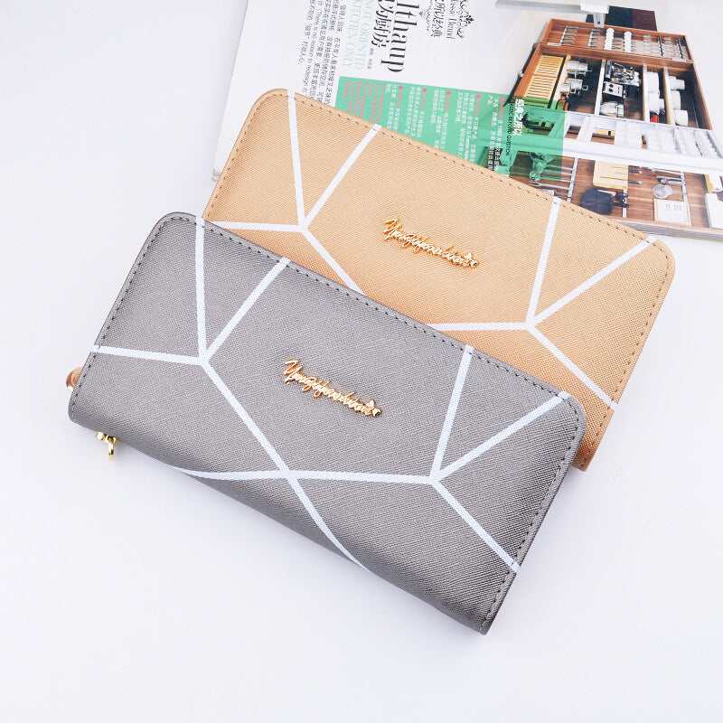 Women's Geometric Long Wallet | Large Fashion Zip Purse