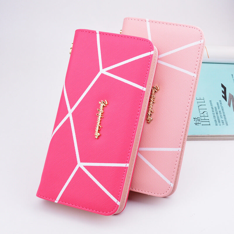 Women's Geometric Long Wallet | Large Fashion Zip Purse