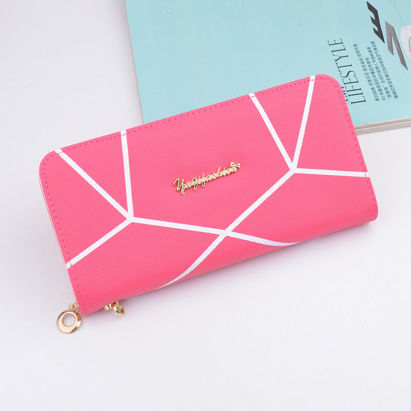 Women's Geometric Long Wallet | Large Fashion Zip Purse