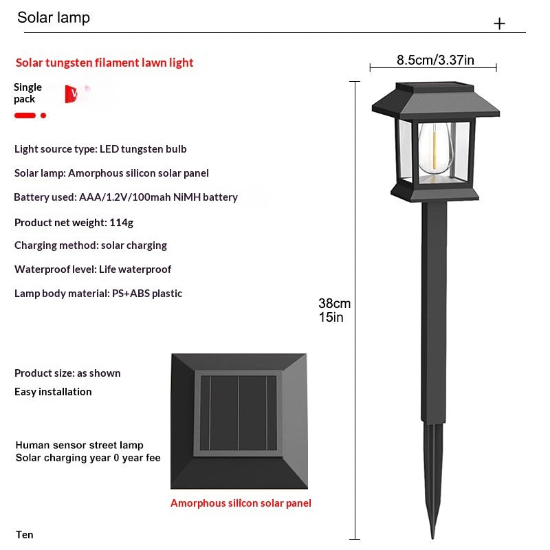 Solar Garden Light with Vintage Filament Design – Outdoor Ambient Landscape Light