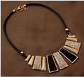 Extravagant Geometric Necklace – Matte Design with Leather Cord in Statement Style