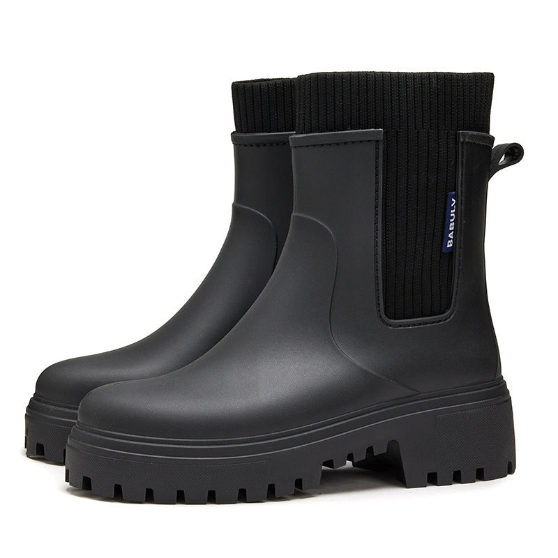 Damen Regenstiefel Wasserdicht | Elastische Kurzboots Elegant