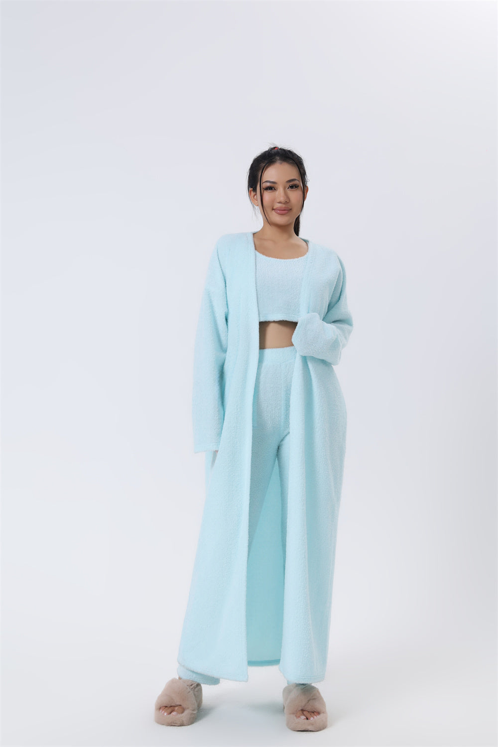 Women's Cuddly Pyjama 3-Piece Set – Warm Loungewear Winter Comfort Suit