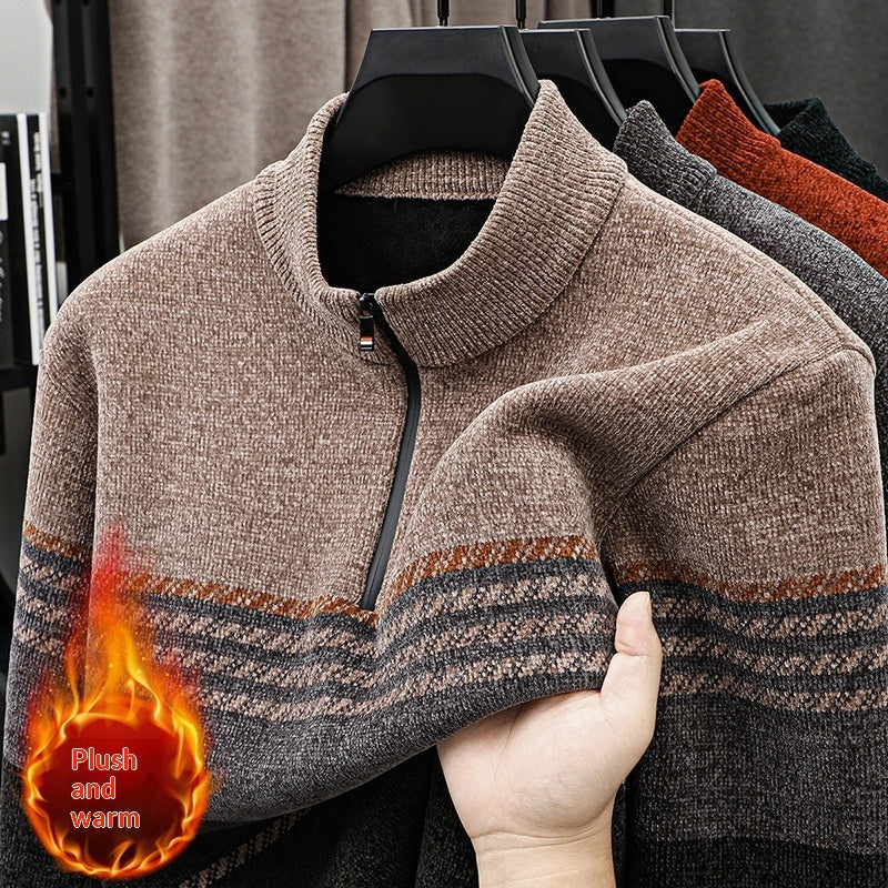 Herren Thermo Pullover Half Zip – Extra Dick Gefütterter Sweater