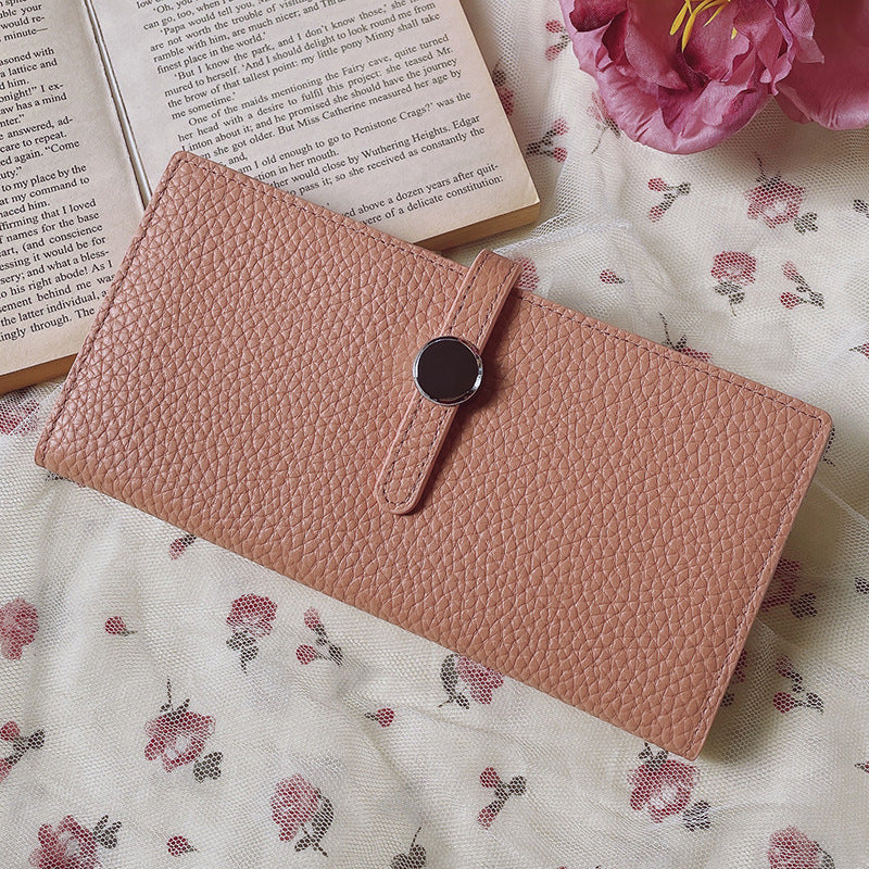 Genuine Leather Women's Wallets Luxury Long Hasp Litchi Pattern Coin Purses