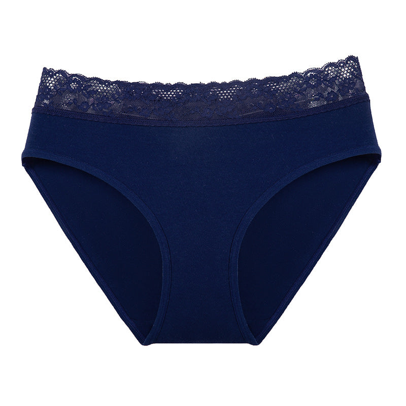 Women's High Waisted Cotton Briefs with Lace | Seamless Comfort**