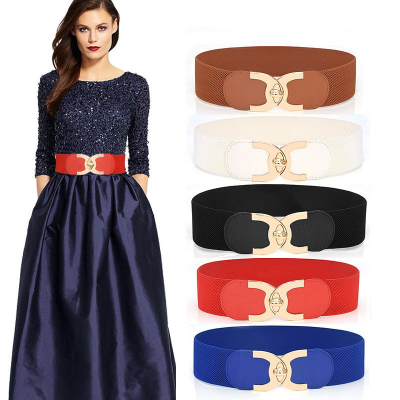 Damen Stretch Breitgürtel Elegant | Dekor Verschluss Taillengürtel