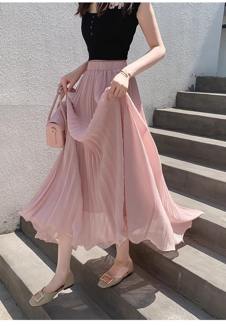 High-Waist Chiffon Plisseerock – Eleganter Damen Midirock
