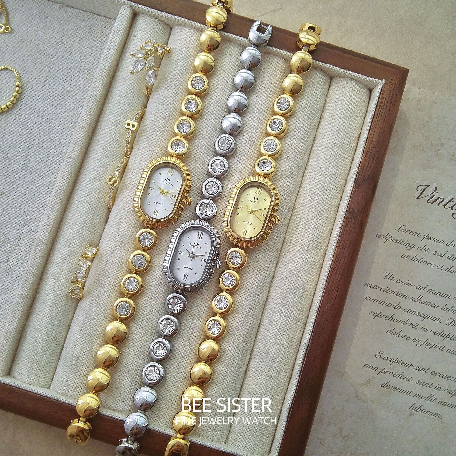 Women's Petite Luxury Oval Watch – Elegant Mid-Century Jewelry Watch
