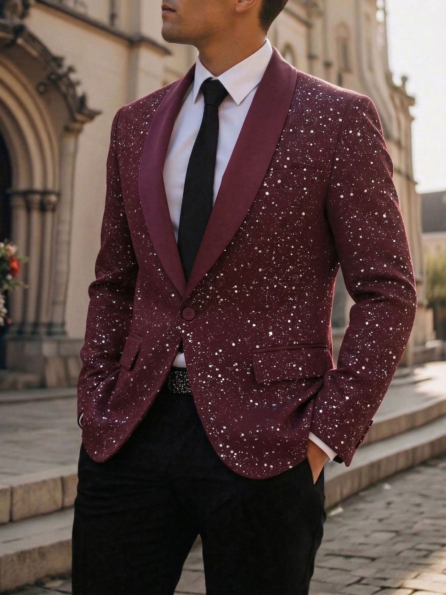 Men's Shiny Blazer Casual – Elegant Party Suit Jacket for Events