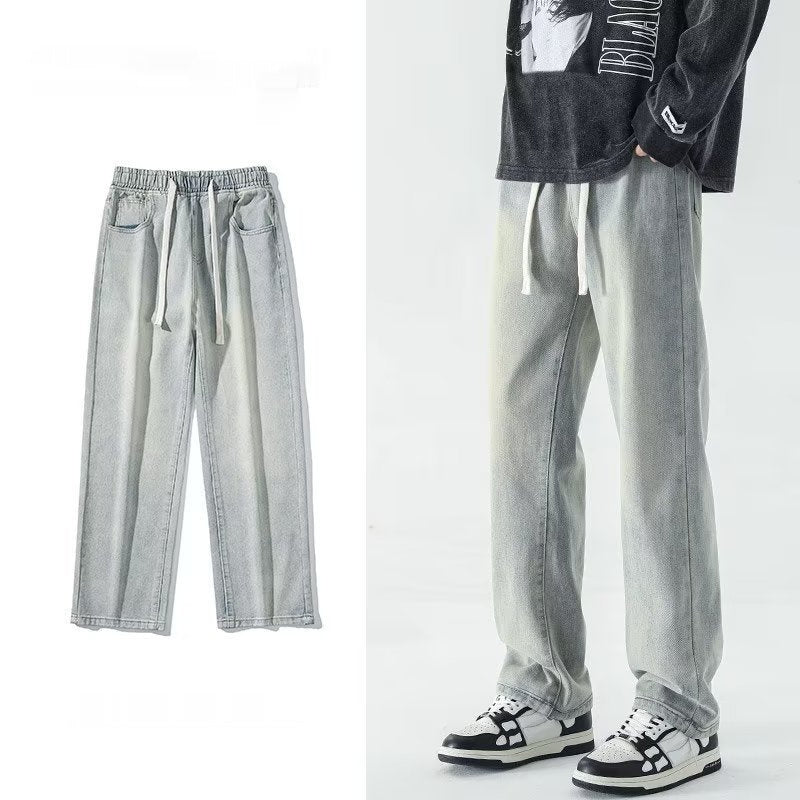 Men's Jeans Japan Style – Drawstring Elastic Waist Denim Pants