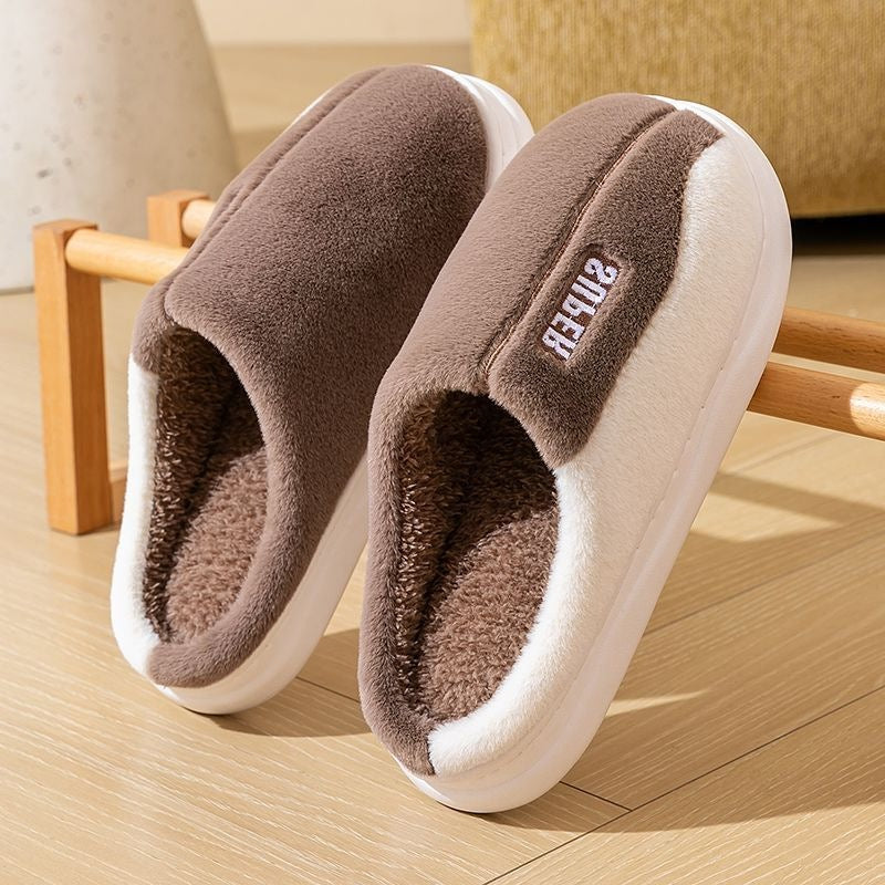 Unisex Plush Slippers Warm – Thick Sole Non-slip Comfort