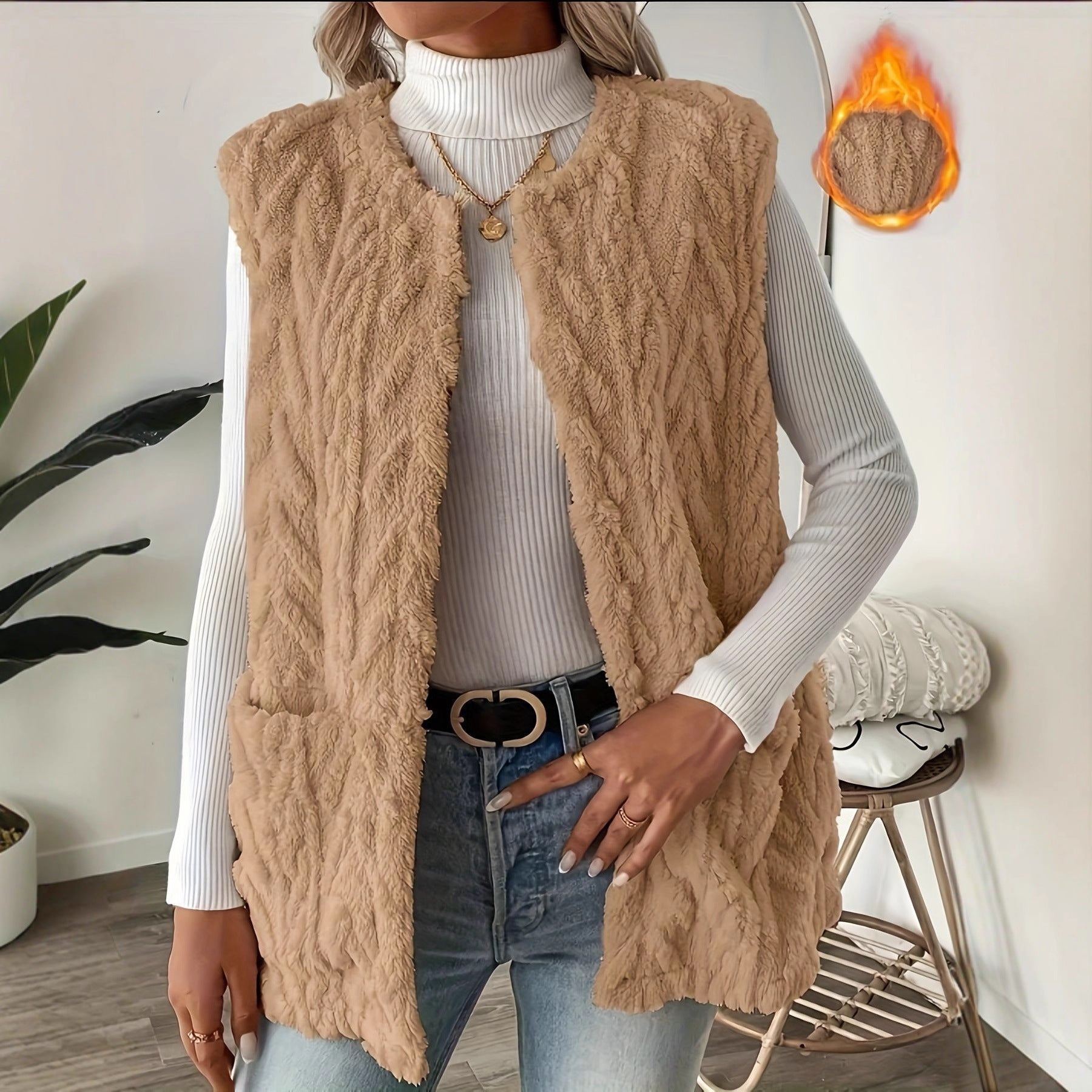 Women's Reversible Fleece Vest – Wearable on Both Sides, Warm & Casual