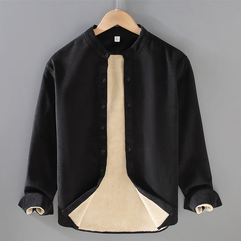 Men's Corduroy Shirt Jacket | Lined Warm Stand Collar Winter