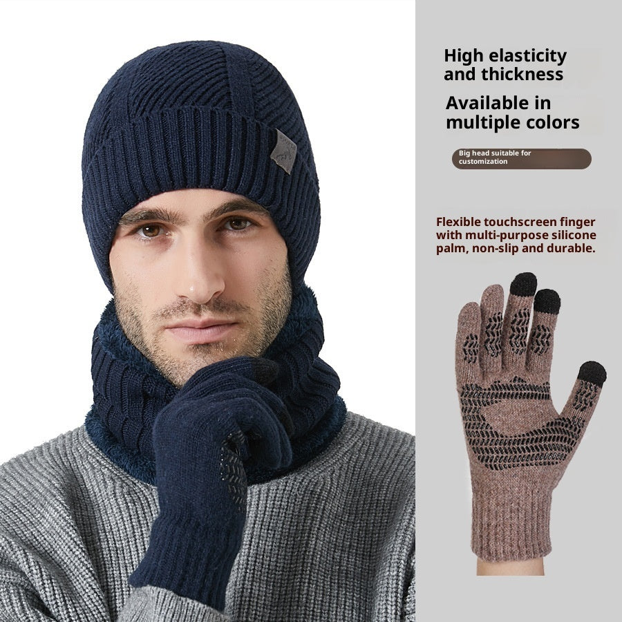 Men's Winter Set Hat Scarf Gloves Thick Warm Outdoor