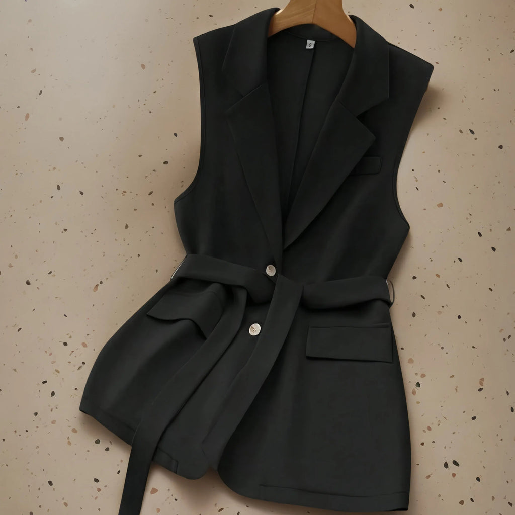 Damen Blazer-Weste mit Bindeband – Locker, Elegant & Modern