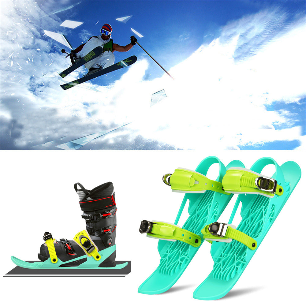 Adjustable Mini Ski Skates | Portable Short Skis Snowblades for Shoes Outdoor