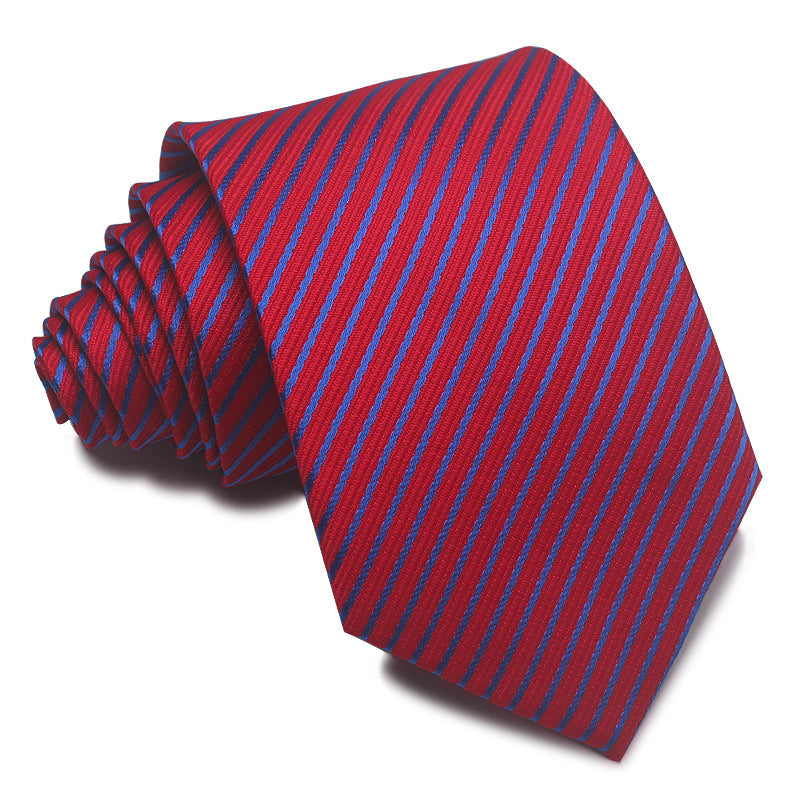 Men's Tie 8cm Striped Business Elegant Red Blue Black
