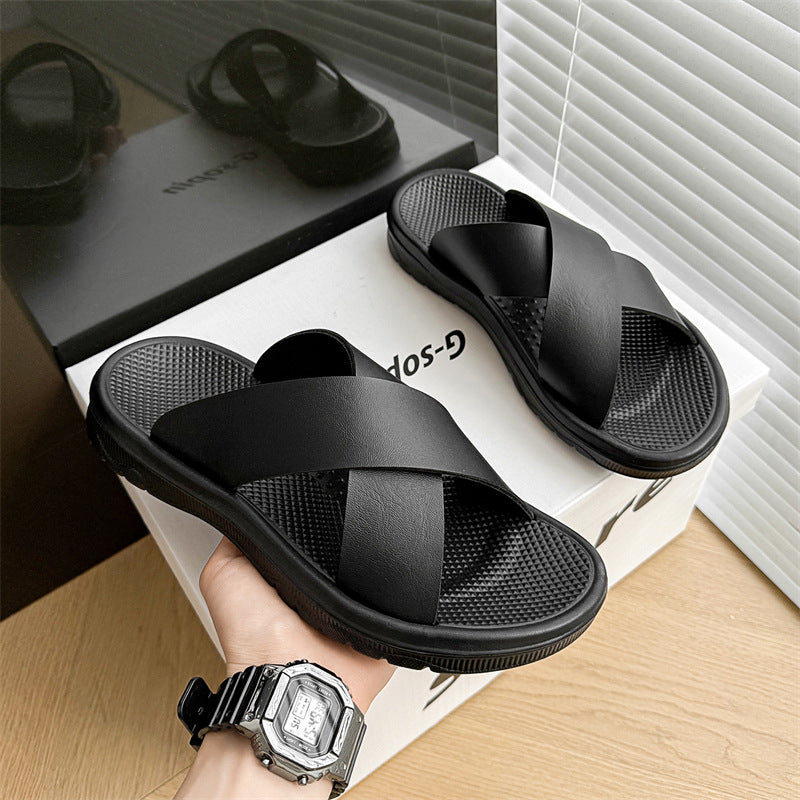 Herren Leder Slipper | X-Design Großgrößen Sommer Komfort