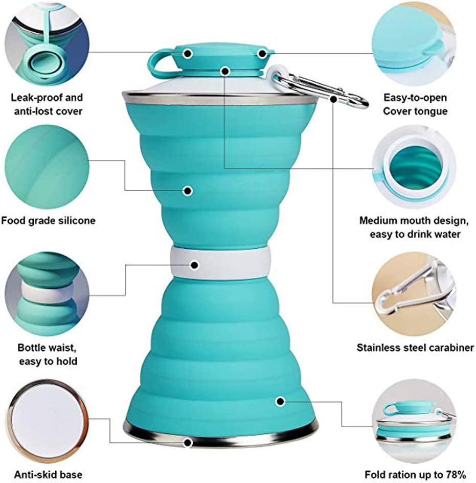 500ml Foldable Silicone Water Bottle – Leak-proof Travel Bottle