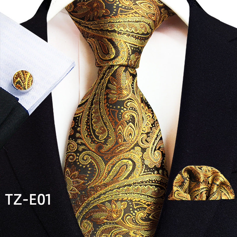 Paisley Tie Set for Men, Elegant 3-Piece, Business Wedding